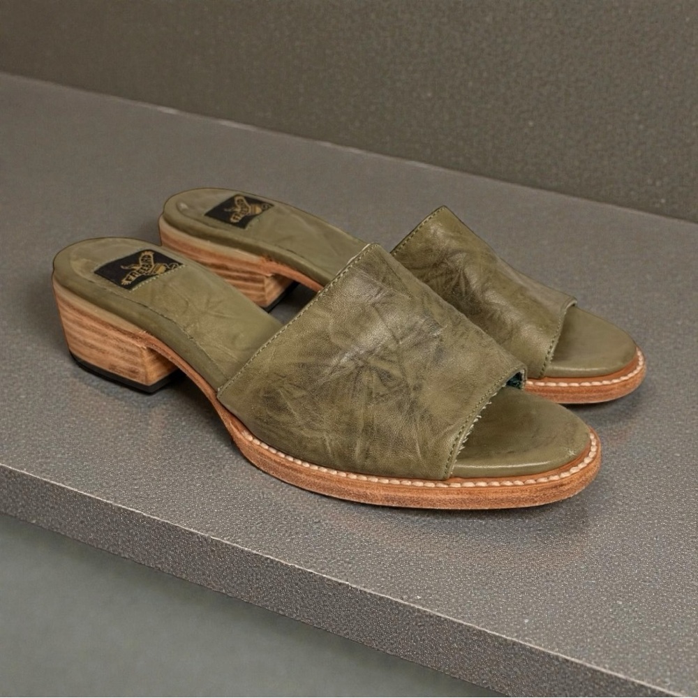 Freebird Path Leather Block Heel Slides Womens Si… - image 1